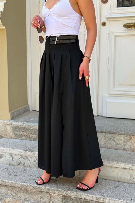 ONE COLOR BELT DETAIL WOMAN SKIRT BLACK/ E ZEZE - 2