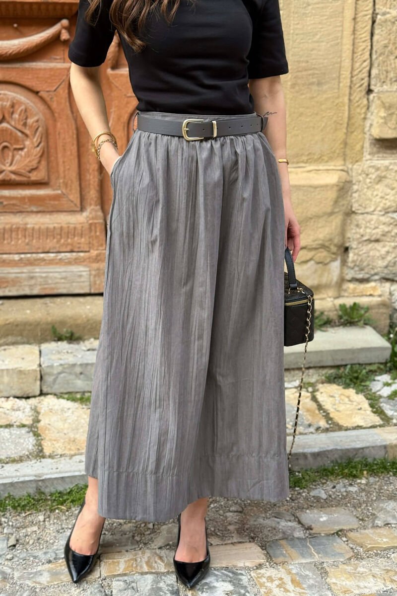 ONE COLOR BELT DETAIL WOMAN SKIRT GREY/GRI - 2