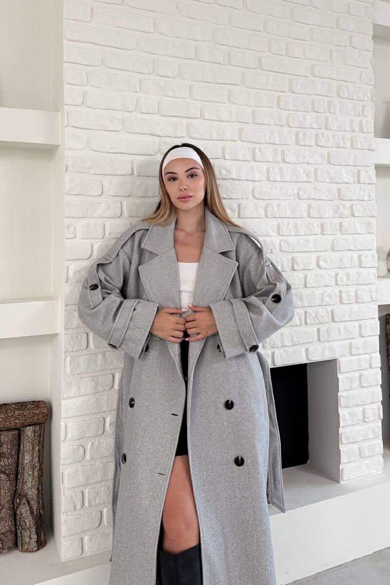 ONE COLOR BELT DETAIL WOMAN TRENCH COAT LIGHT GREY/GZ - 5