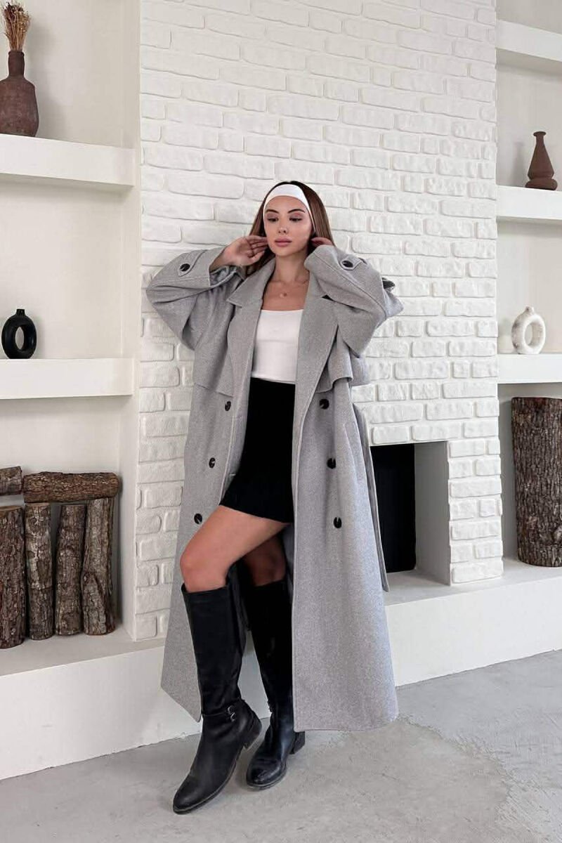 ONE COLOR BELT DETAIL WOMAN TRENCH COAT LIGHT GREY/GZ - 7