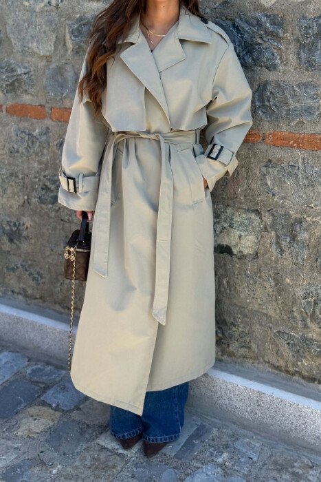 ONE COLOR BELT DETAIL WOMAN TRENCH COAT MINT/MENTE - 2