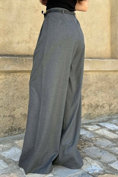 ONE COLOR BELT DETAIL WOMAN TROUSERS GREY/GRI - 3