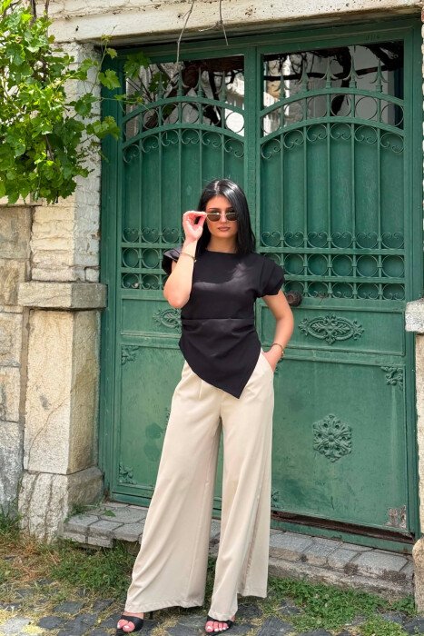 ONE COLOR BELT DETAIL WOMAN TROUSERS BEIGE/BEZHE - 3
