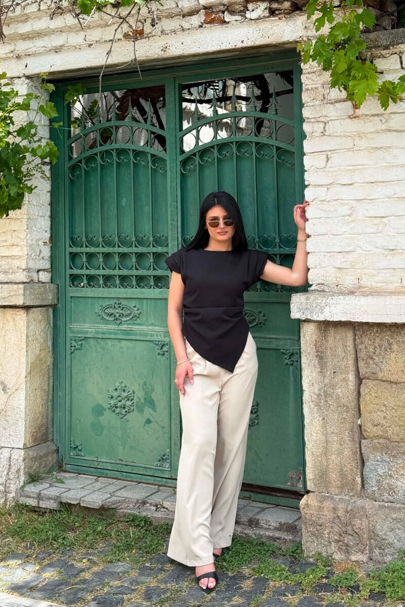 ONE COLOR BELT DETAIL WOMAN TROUSERS BEIGE/BEZHE - 5