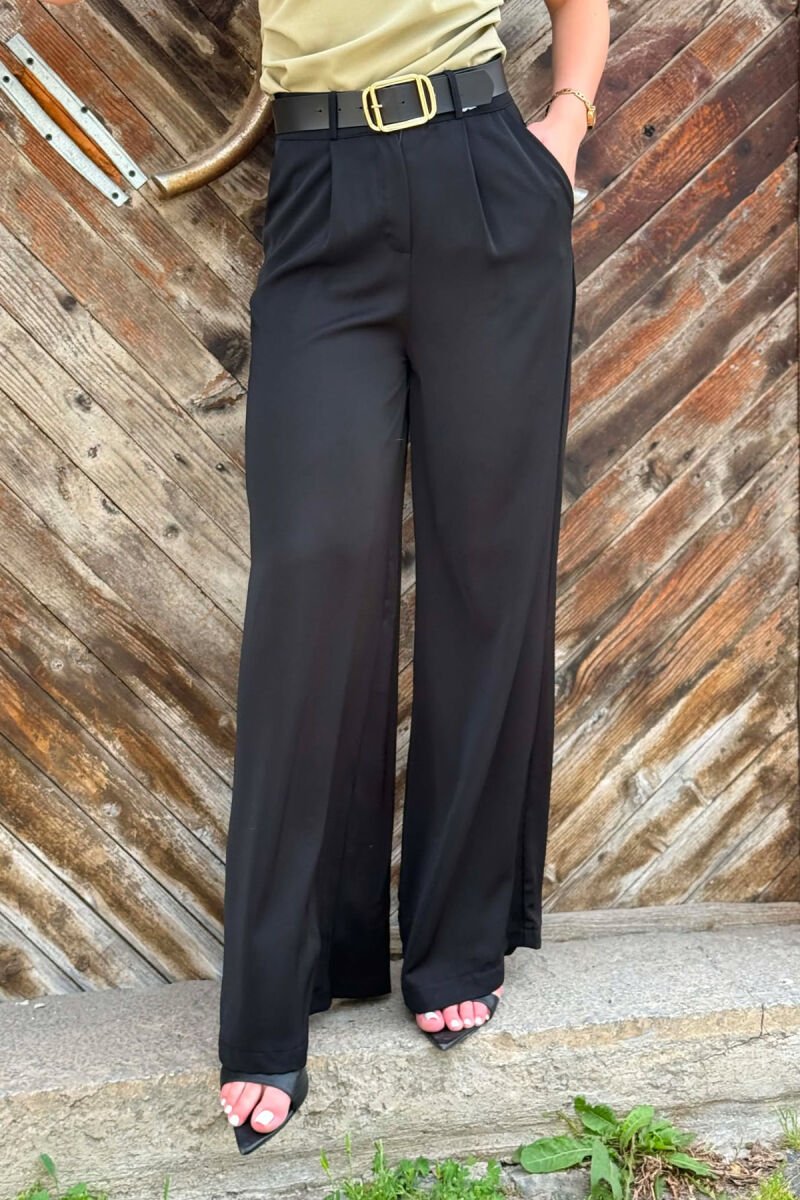 ONE COLOR BELT DETAIL WOMAN TROUSERS BLACK/ E ZEZE - 3
