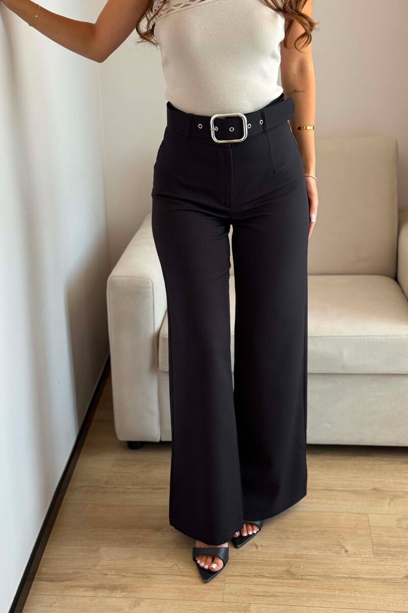 ONE COLOR BELT DETAIL WOMAN TROUSERS BLACK/ E ZEZE - 3