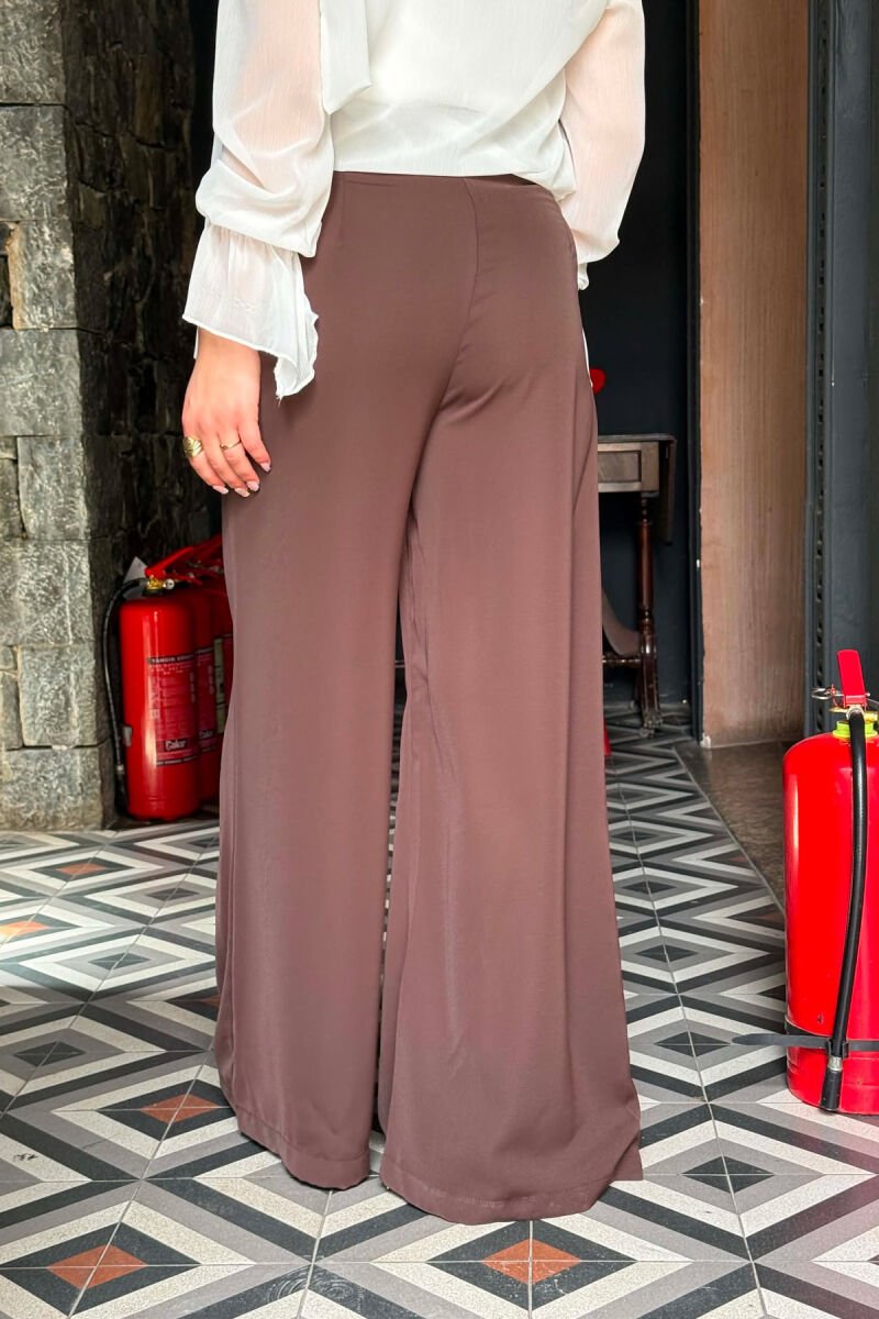 ONE COLOR BELT DETAIL WOMAN TROUSERS BROWN/KAFE - 6