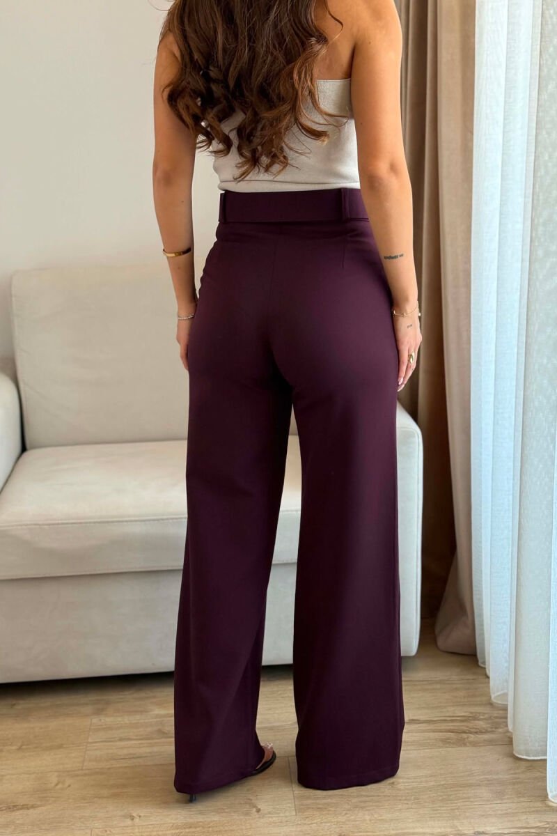 ONE COLOR BELT DETAIL WOMAN TROUSERS DARK BURGUNDY/VISHNJE E ERRET - 6