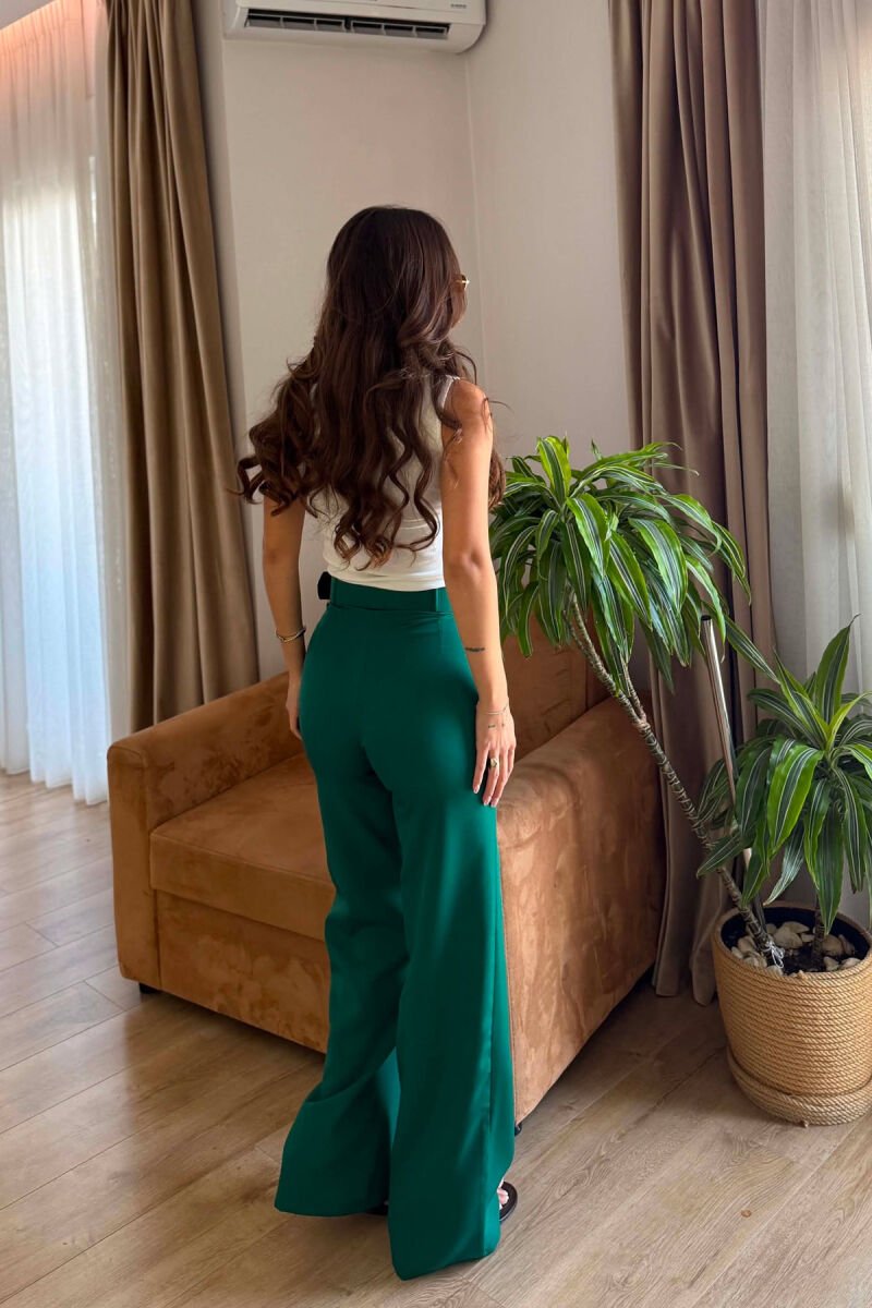 ONE COLOR BELT DETAIL WOMAN TROUSERS GREEN/JESHILE - 5