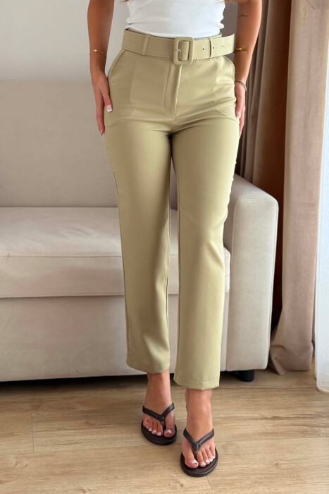 ONE COLOR BELT DETAIL WOMAN TROUSERS MINT/MENTE - 2
