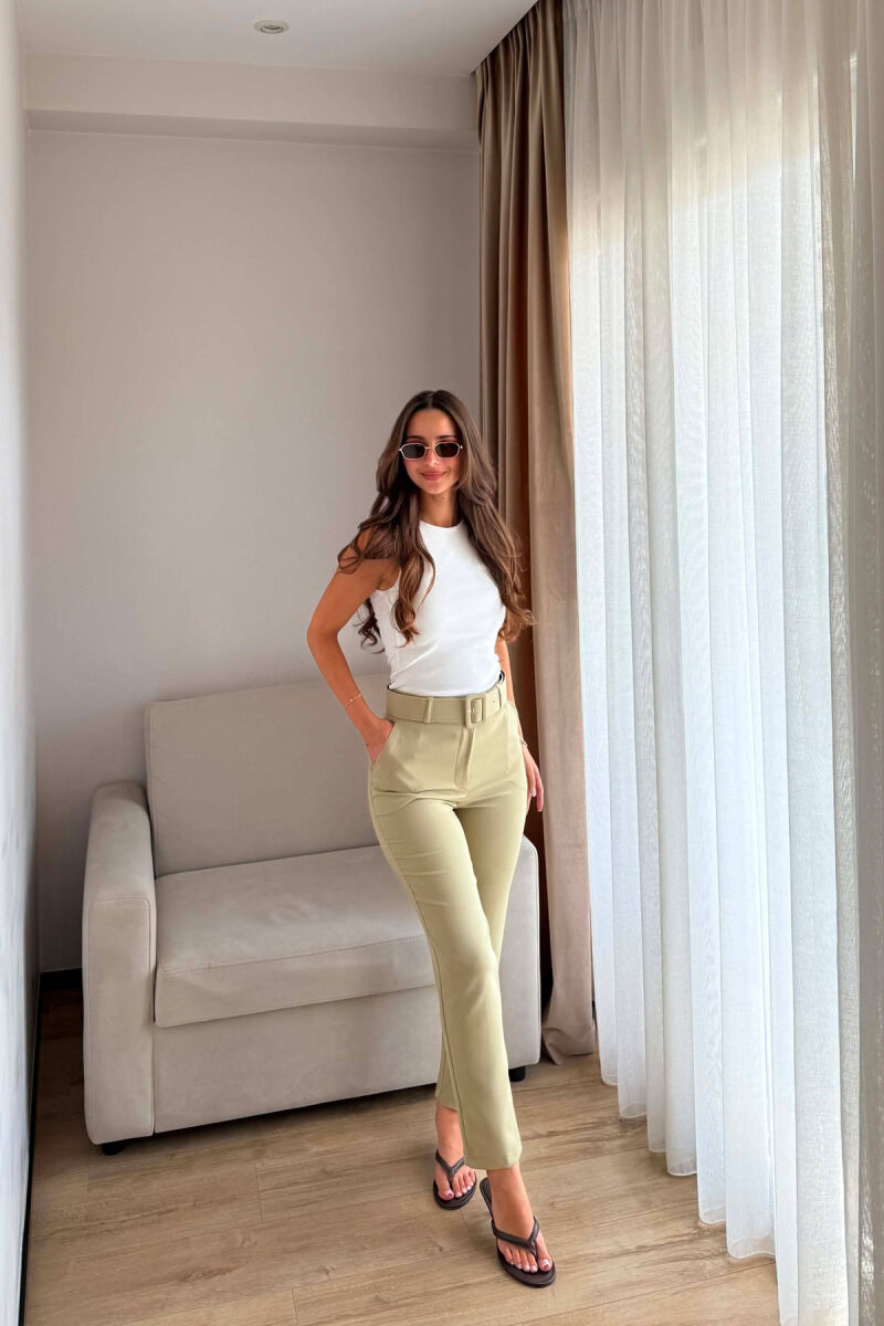 ONE COLOR BELT DETAIL WOMAN TROUSERS MINT/MENTE - 3
