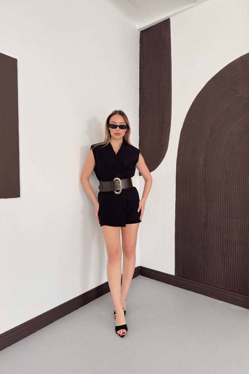 ONE COLOR BELT DETAIL WOMAN VEST BLACK/ E ZEZE - 6