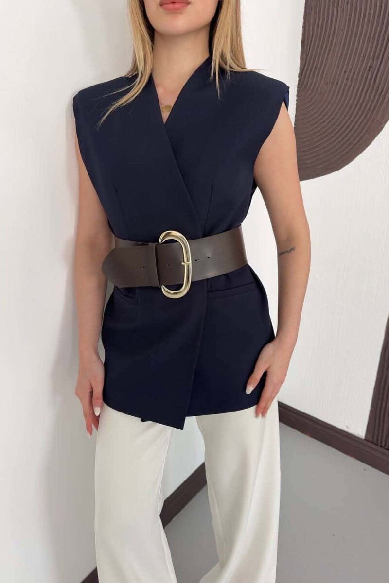 ONE COLOR BELT DETAIL WOMAN VEST BLUE/BLU - 3