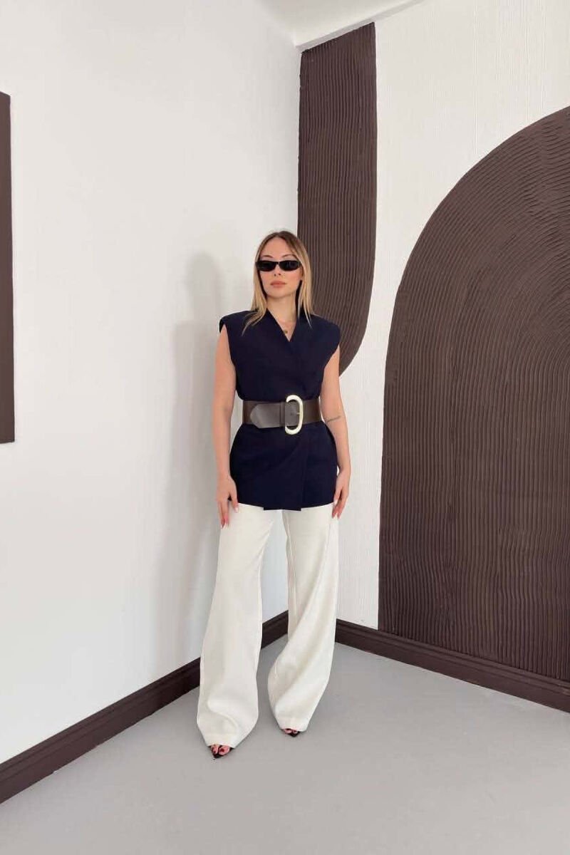 ONE COLOR BELT DETAIL WOMAN VEST BLUE/BLU - 5