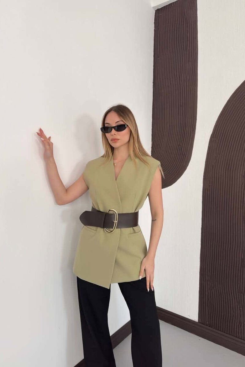 ONE COLOR BELT DETAIL WOMAN VEST MINT/MENTE - 1