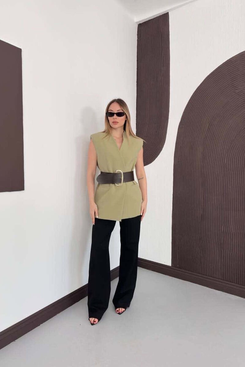 ONE COLOR BELT DETAIL WOMAN VEST MINT/MENTE - 2