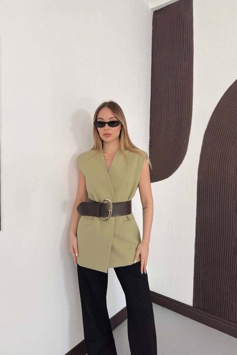 ONE COLOR BELT DETAIL WOMAN VEST MINT/MENTE - 4