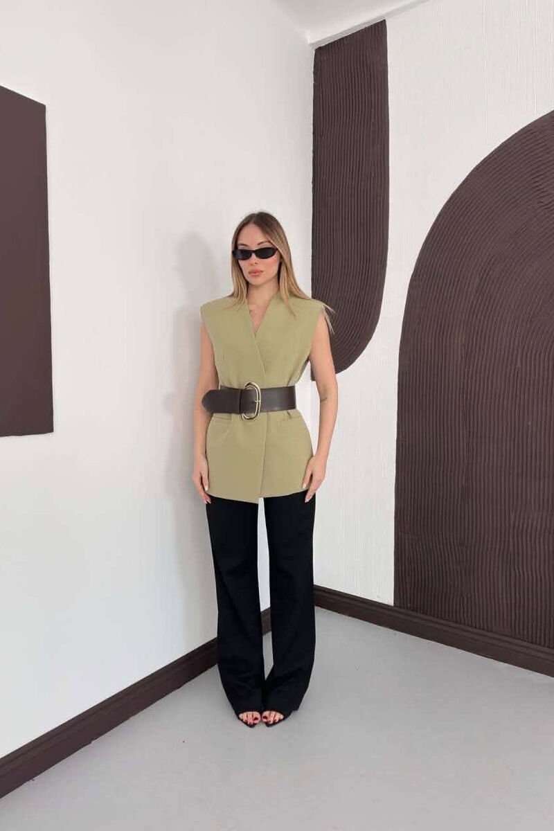 ONE COLOR BELT DETAIL WOMAN VEST MINT/MENTE - 5