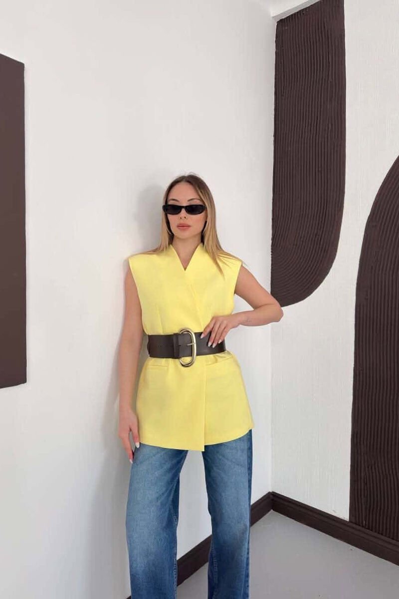 ONE COLOR BELT DETAIL WOMAN VEST YELLOW/E VERDHE - 6