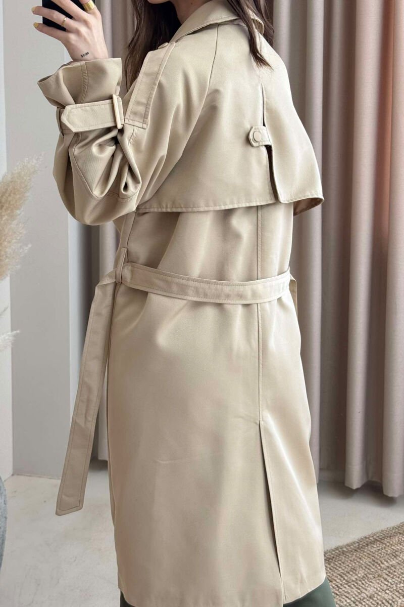 ONE COLOR BELT DETAIL WOMEN JACKET BEIGE/BEZHE - 5