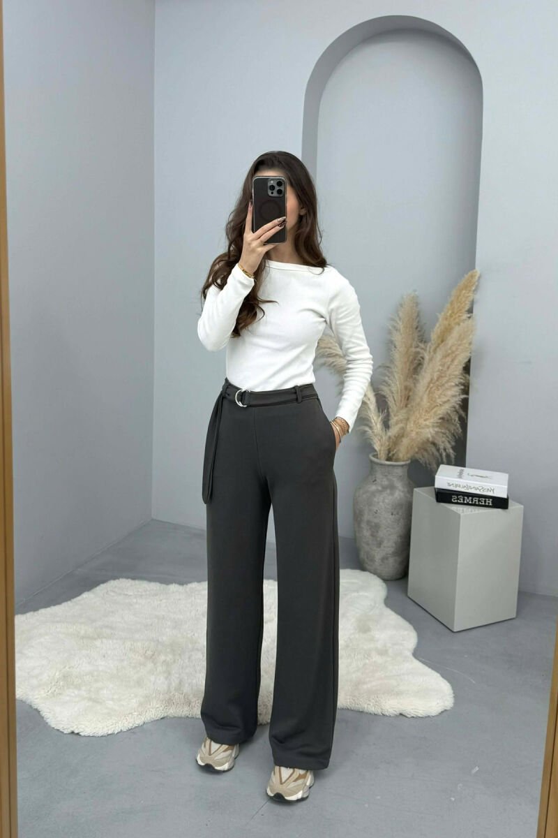 ONE COLOR BELT DETAIL WOMEN SWEATPANTS DARK GREY/GEE - 1