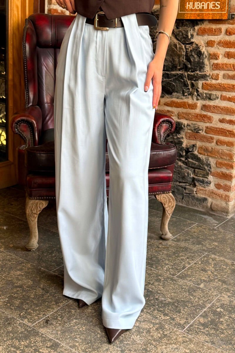 ONE COLOR BELT DETRAIL WOMAN TROUSERS LIGHTBLUE/BZ - 6