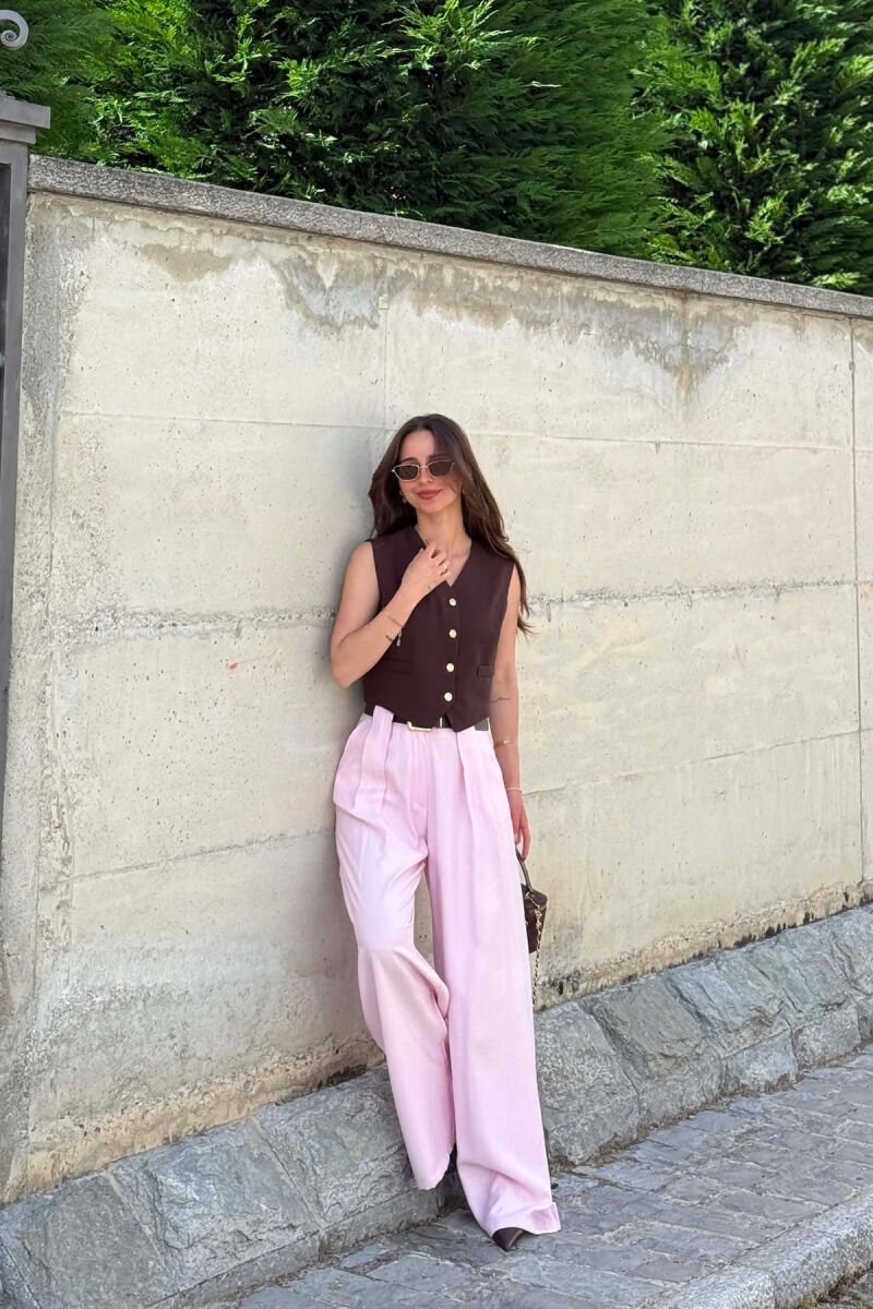 ONE COLOR BELT DETRAIL WOMAN TROUSERS PINK/ROZE - 2