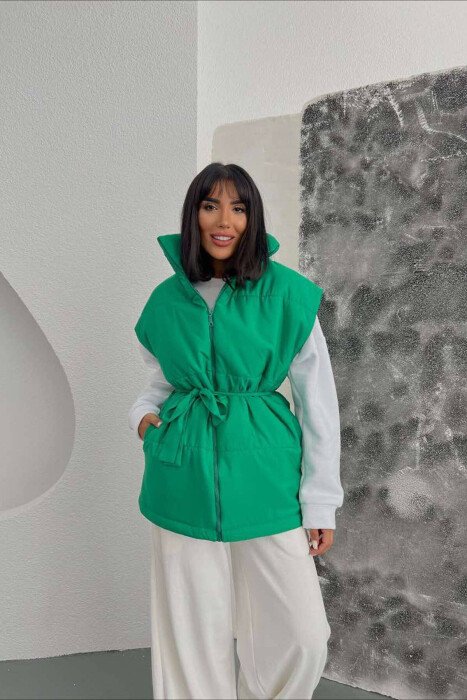ONE COLOR BELT WOMEN VEST GREEN/JESHILE 