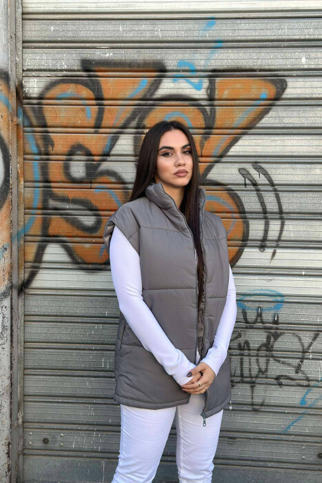 ONE COLOR BELT WOMEN VEST GREY/GRI - 3