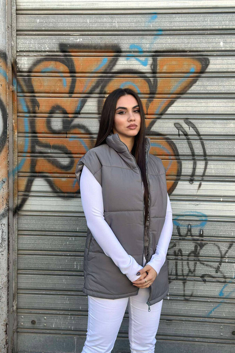 ONE COLOR BELT WOMEN VEST GREY/GRI - 3