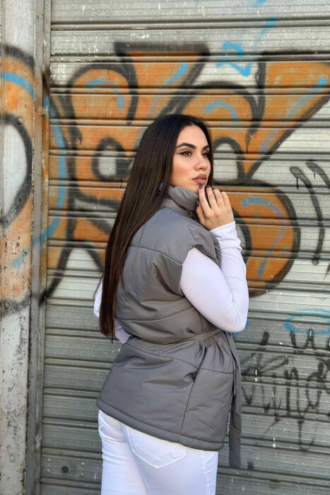 ONE COLOR BELT WOMEN VEST GREY/GRI - 4