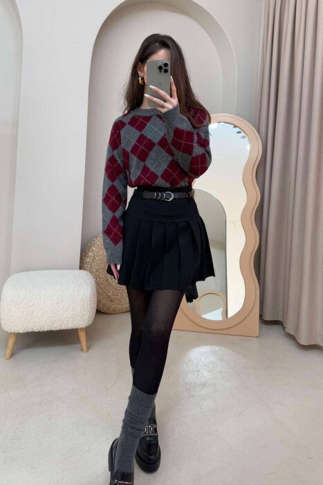 ONE COLOR BELTED WOMEN SKORT BLACK/ E ZEZE - 3