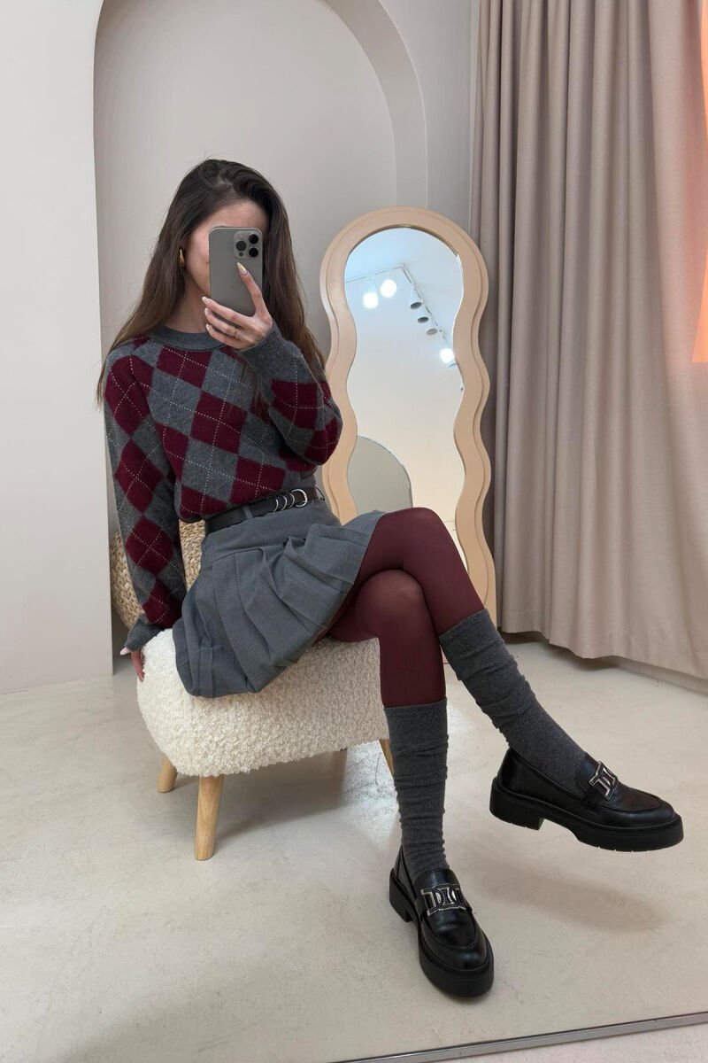 ONE COLOR BELTED WOMEN SKORT GREY/GRI - 3