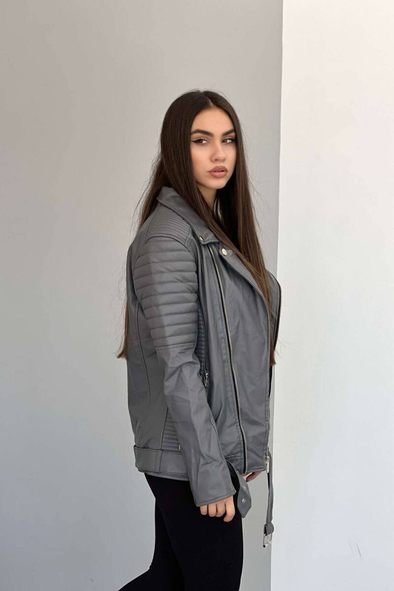 ONE COLOR BIKER WOMEN JACKET GREY/GRI - 6
