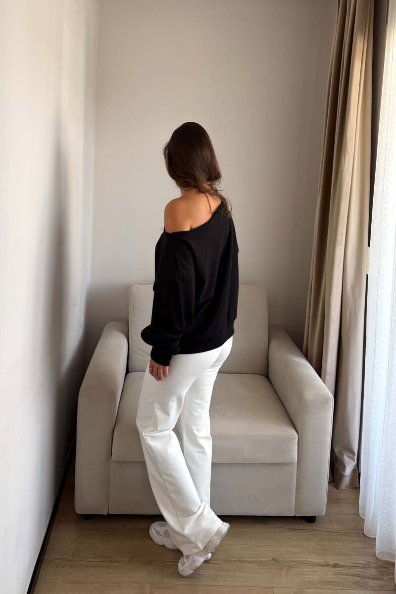 ONE COLOR BOAT NECK WOMAN SWEATSHIRT BLACK/ E ZEZE - 5