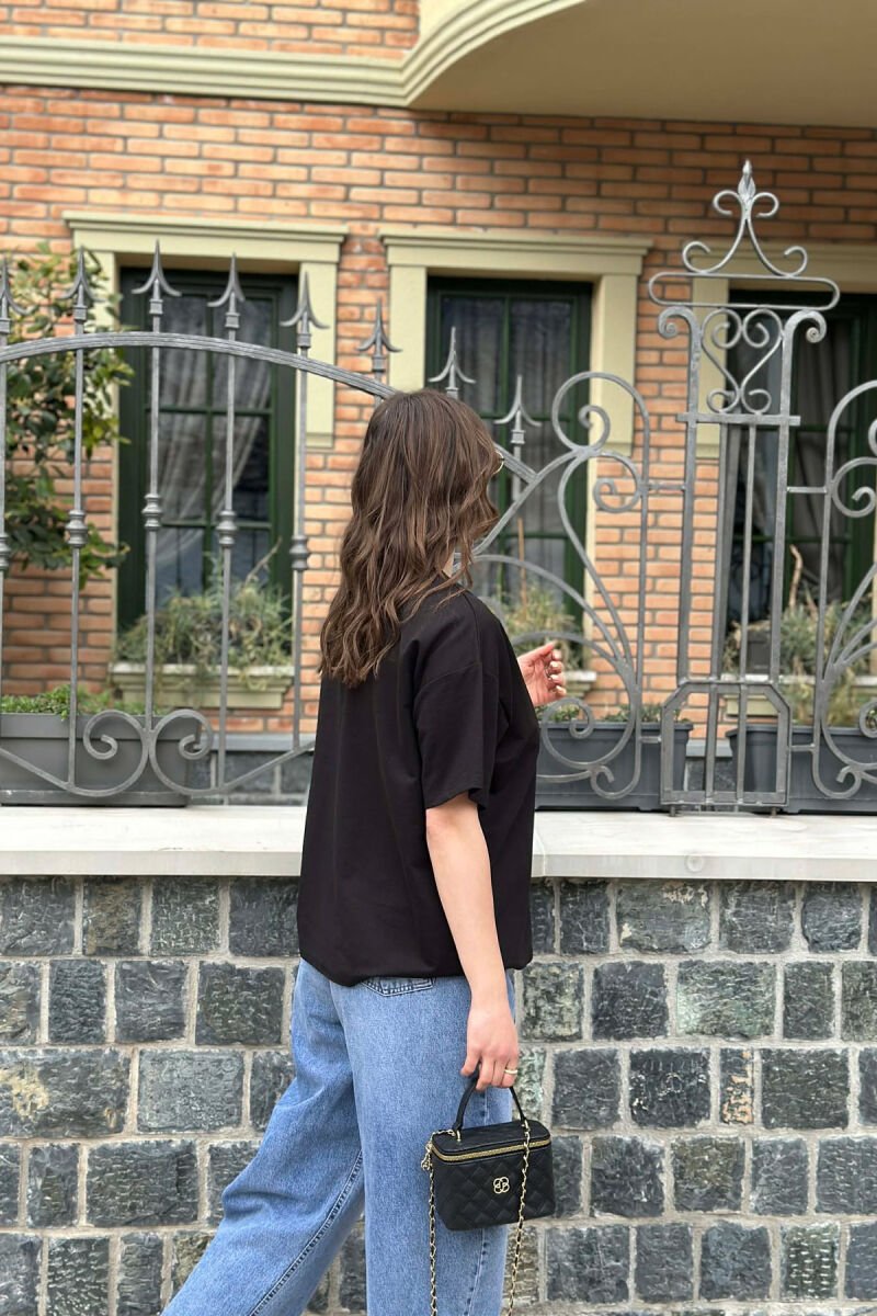 ONE COLOR BOW DESIGN WOMAN T-SHIRT BLACK/ E ZEZE - 2