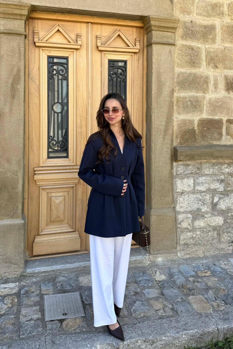 ONE COLOR BUTONED WOMAN JACKET BLUE/BLU - 3