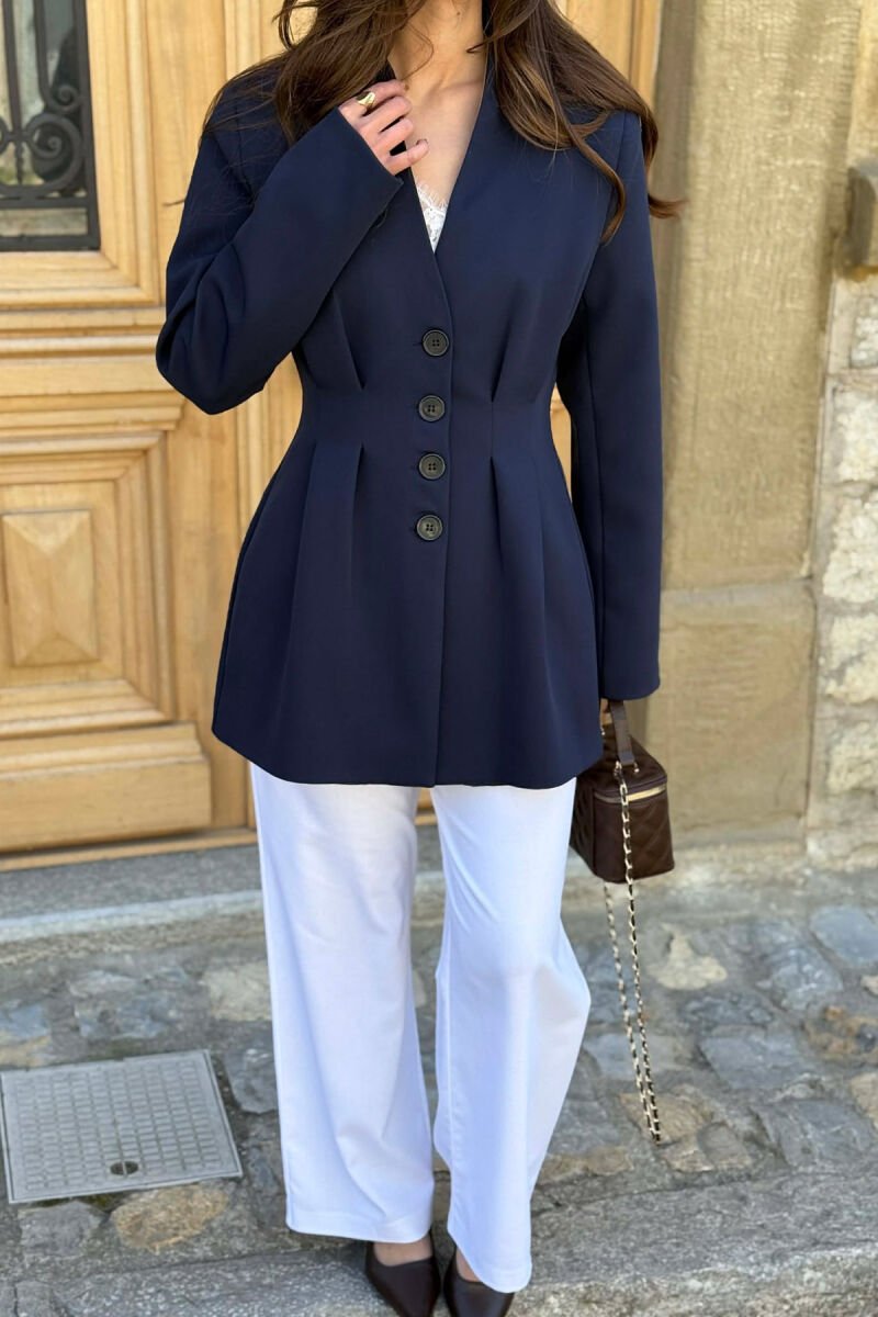 ONE COLOR BUTONED WOMAN JACKET BLUE/BLU - 4