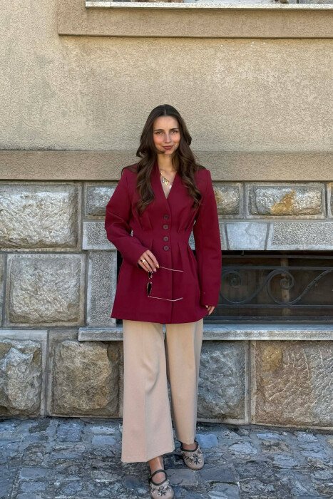 ONE COLOR BUTONED WOMAN JACKET DARK BURGUNDY/VISHNJE E ERRET - 1