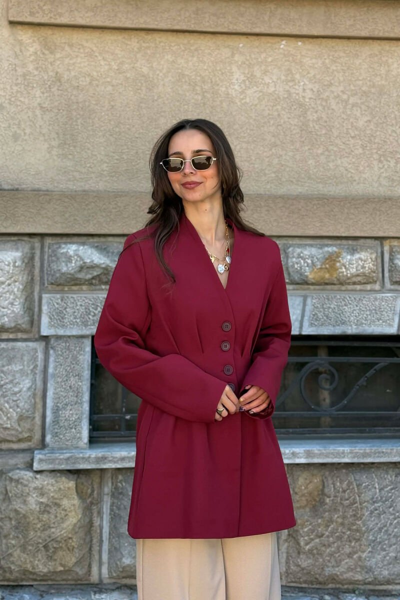 ONE COLOR BUTONED WOMAN JACKET DARK BURGUNDY/VISHNJE E ERRET - 3