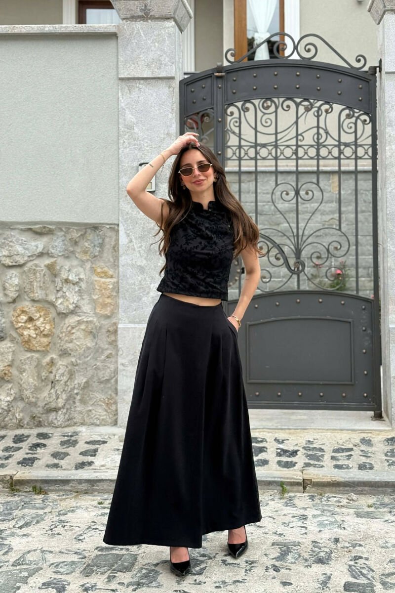 ONE COLOR BUTTON DETAILS WOMAN TANK TOP BLACK/ E ZEZE - 5