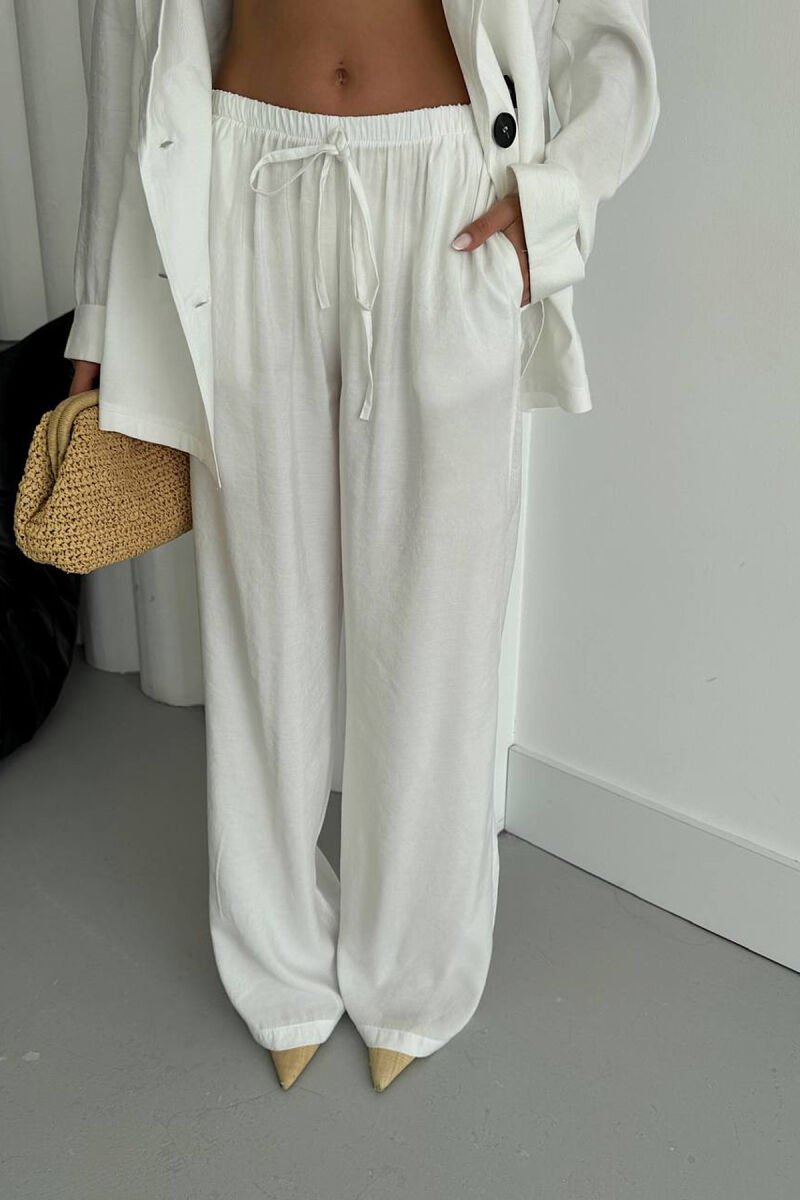 ONE COLOR BUTTONED JACKET + TROUSERS WOMAN SET WHITE-E BARDHE - 4
