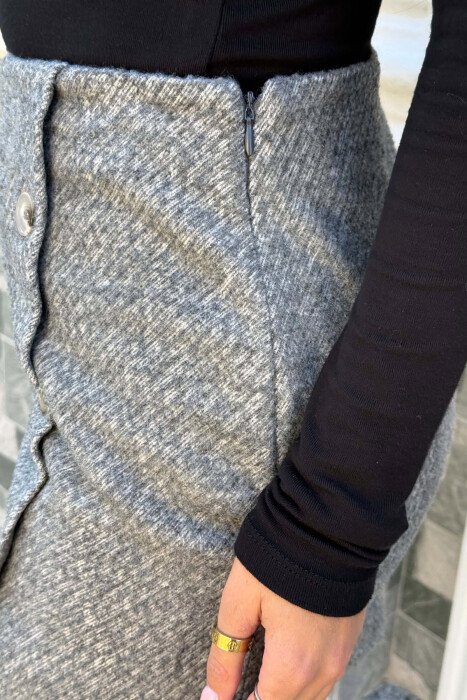 ONE COLOR BUTTONED SHORT WOMAN SKIRT GREY/GRI - 3
