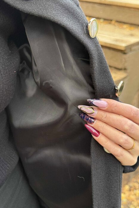 ONE COLOR BUTTONED SIMPLE WOMEN COAT BLACK/ E ZEZE - 4