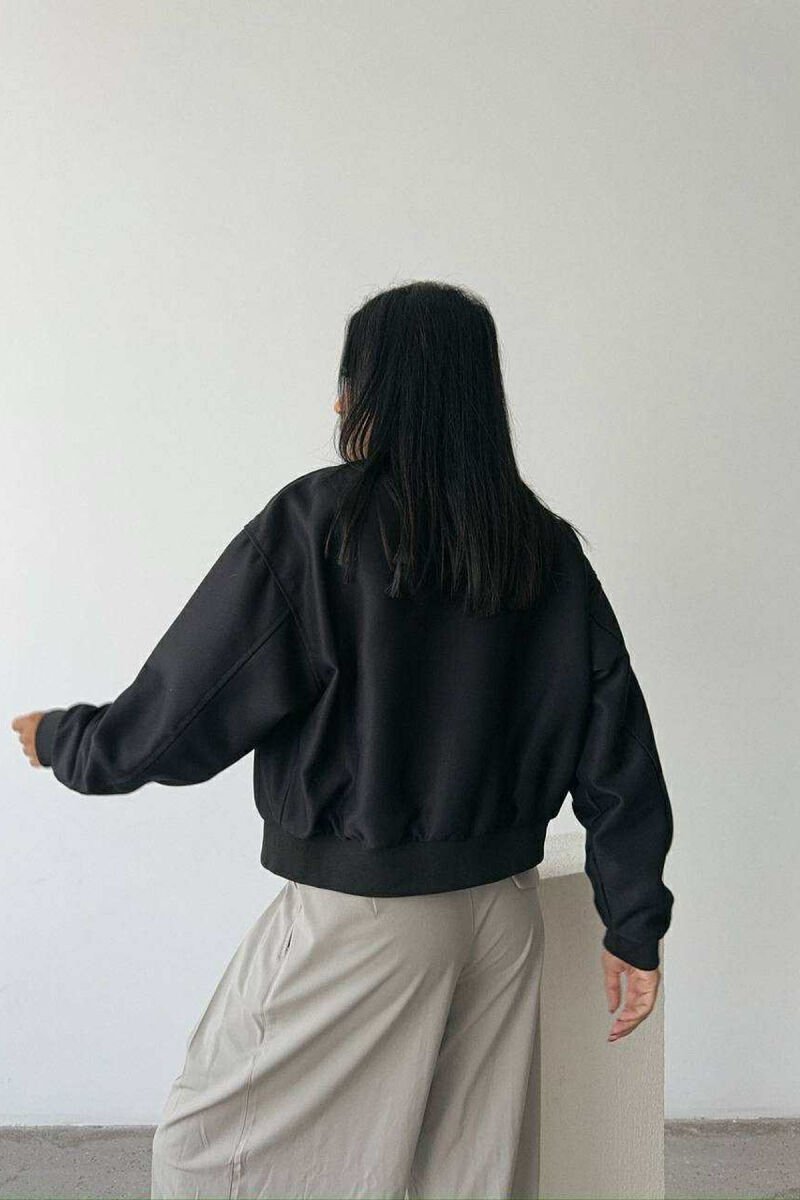 ONE COLOR BUTTONED SIMPLE WOMEN JACKET BLACK/ E ZEZE - 4
