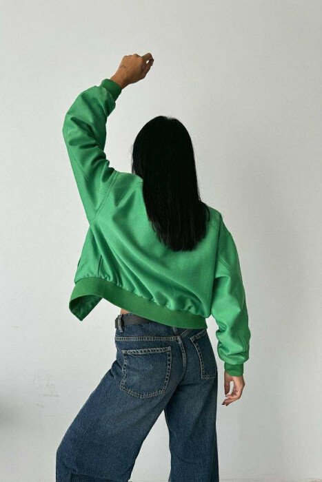 ONE COLOR BUTTONED SIMPLE WOMEN JACKET GREEN/JESHILE - 4