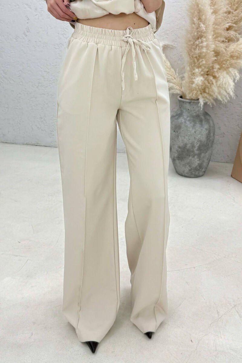 ONE COLOR BUTTONED VEST + TROUSERS WOMAN SET BEIGE/BEZHE - 3
