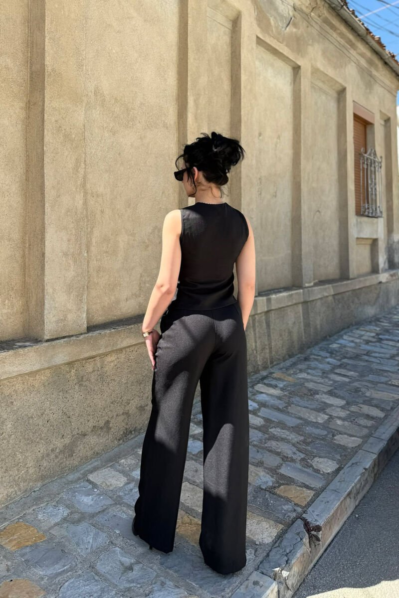 ONE COLOR BUTTONED VEST + TROUSERS WOMAN SET BLACK/ E ZEZE - 4