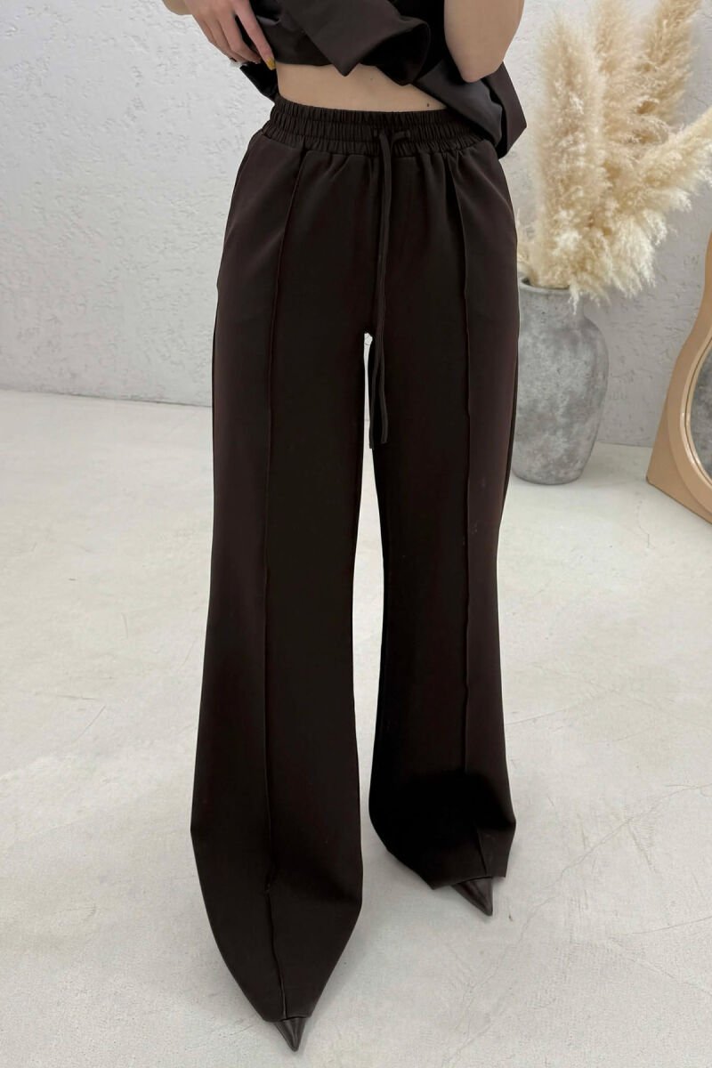 ONE COLOR BUTTONED VEST + TROUSERS WOMAN SET BROWN/KAFE - 4
