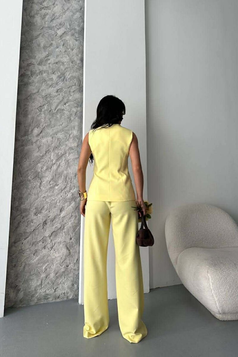 ONE COLOR BUTTONED VEST + TROUSERS WOMAN SET YELLOW/E VERDHE - 4